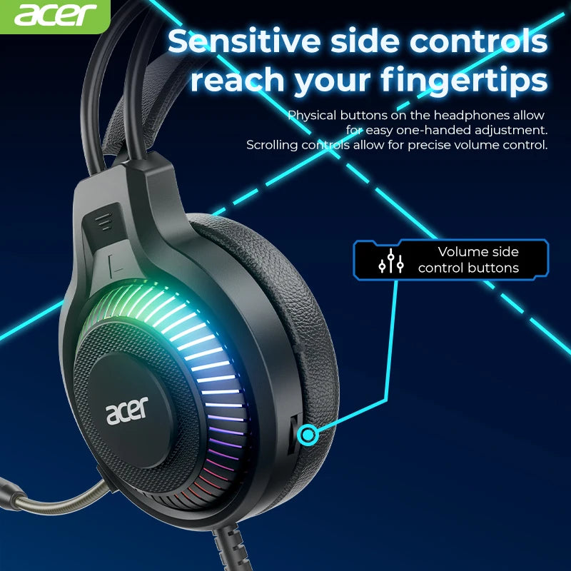 Auriculares Gaming RGB Acer | Sonido Envolvente 7.1 con Micrófono