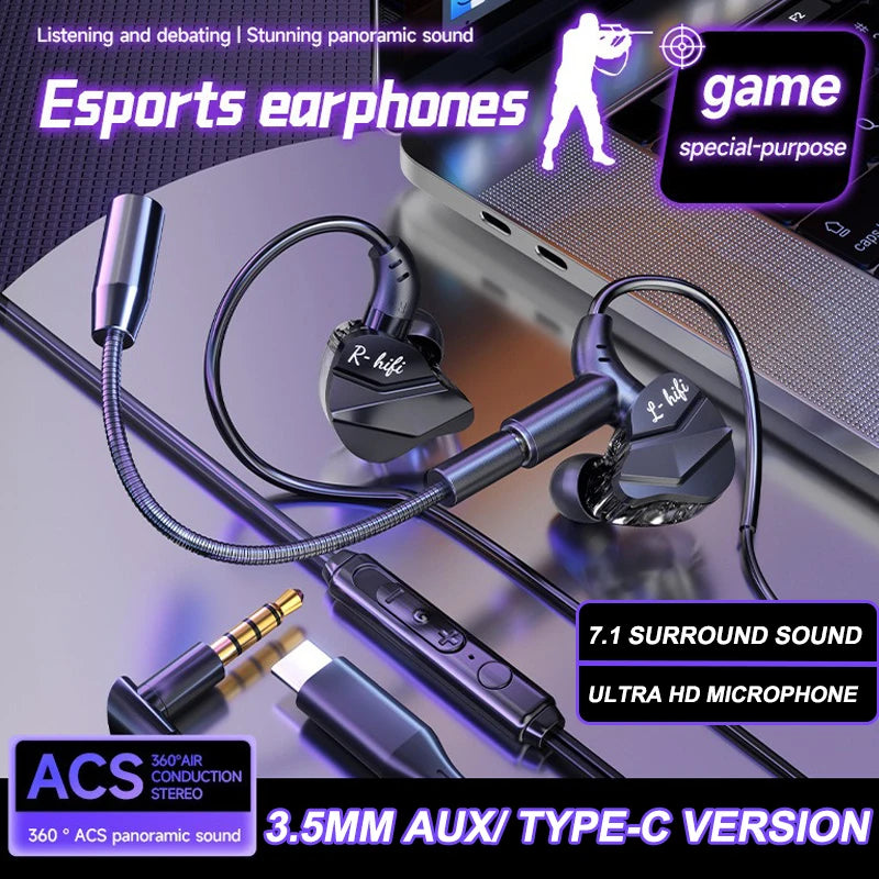 Auriculares E-Sports 7.1 HiFi 🎧 | Micrófono con Cancelación de Ruido